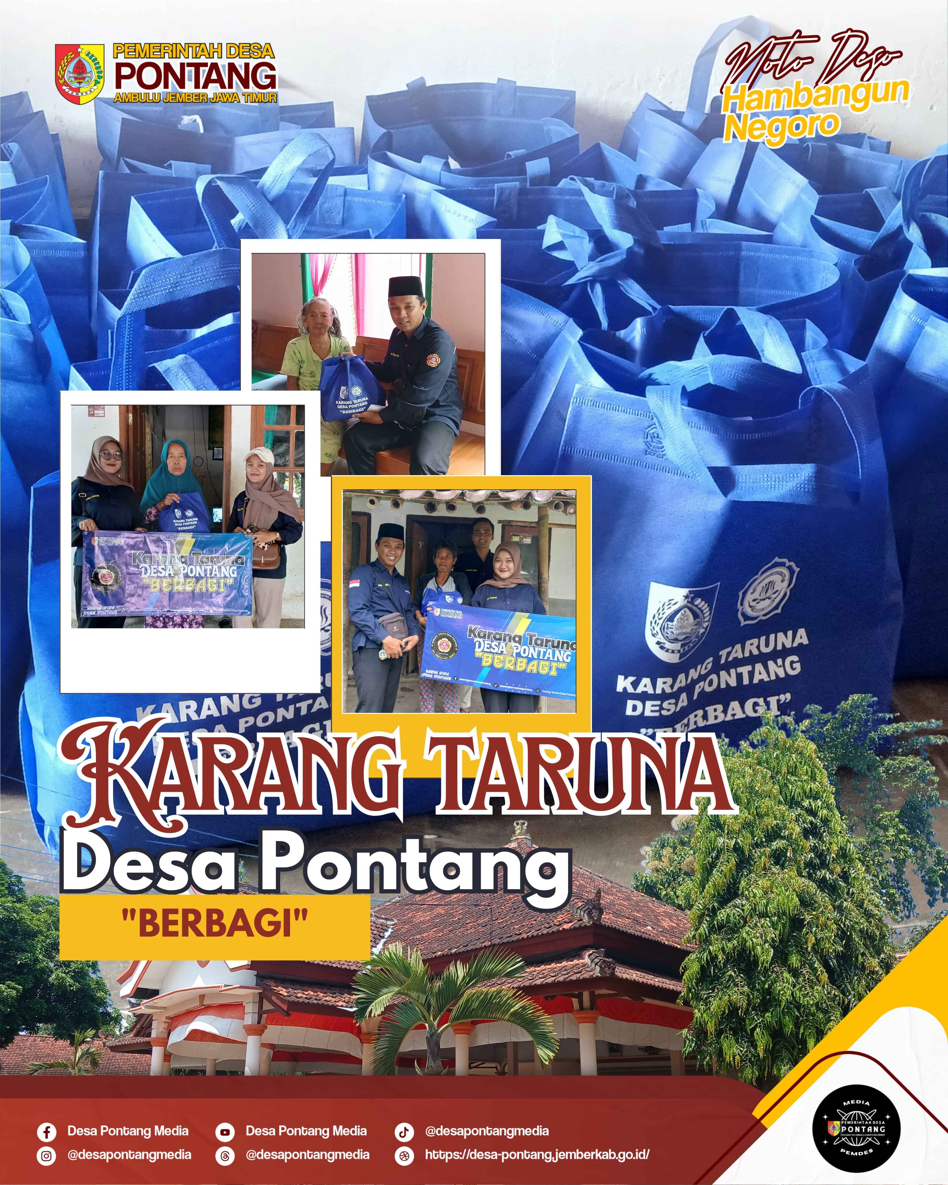 Gambar Berita GIAT SOSIAL JELANG IDUL FITRI, KARANG TARUNA DESA PONTANG BAGIKAN PAKET SEMBAKO UNTUK WARGA KURANG MAMPU
