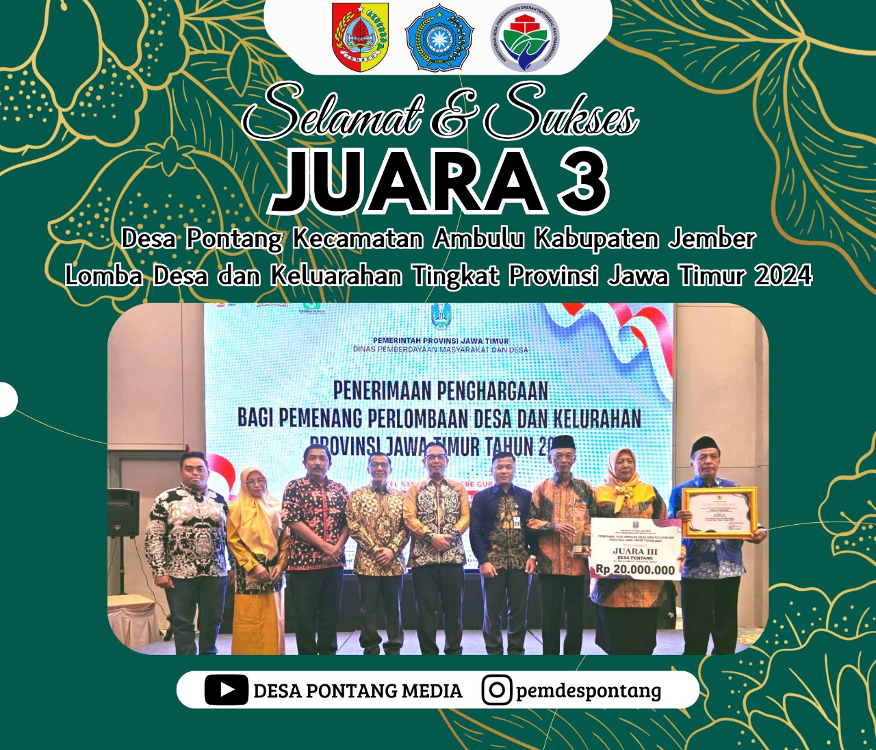Gambar Berita Penerimaan Penghargaan Bagi Pemenang Perlombaan Desa dan Kelurahan Prov. Jawa Timur